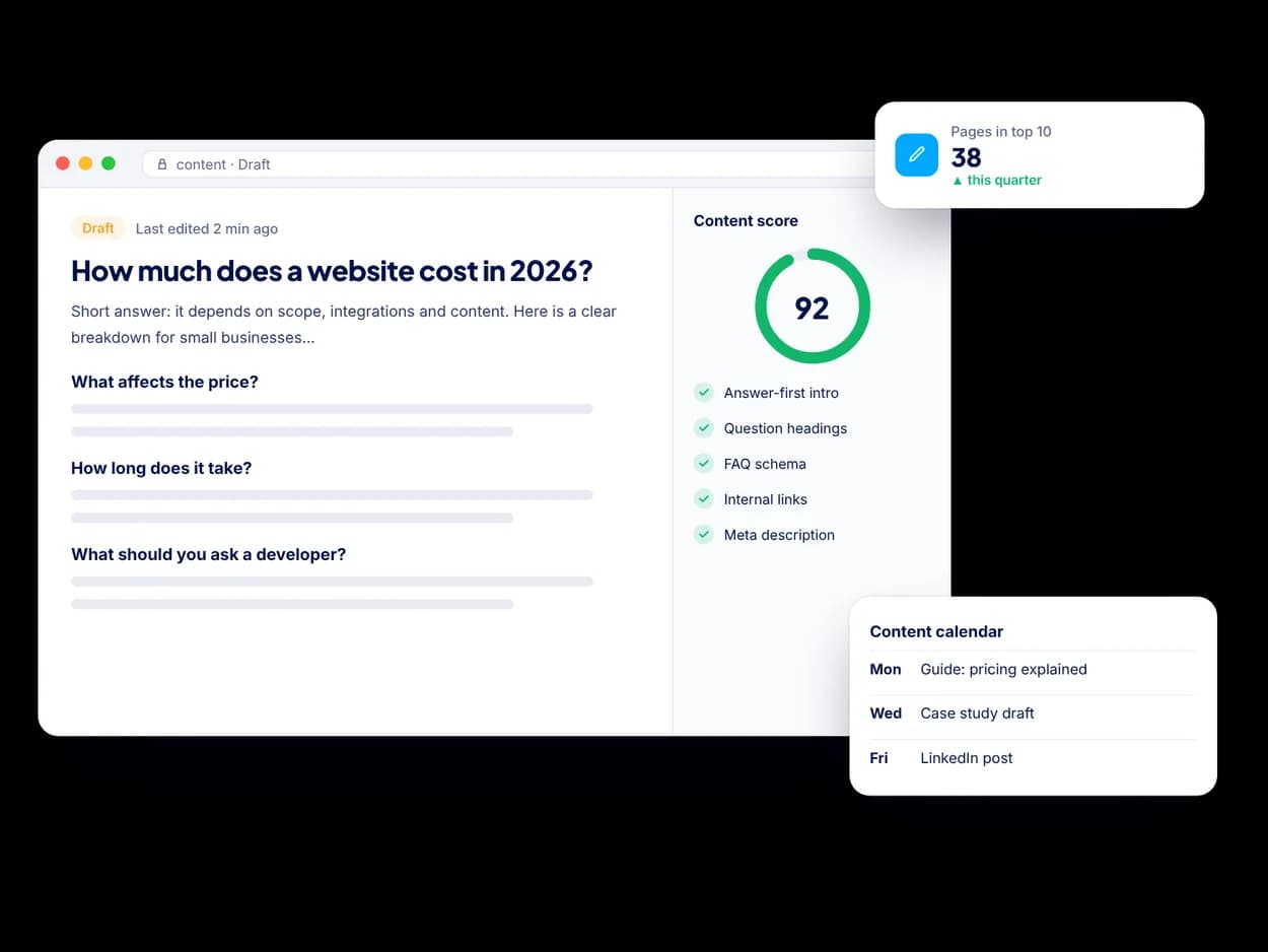 Content Marketing & Copywriting: example of the dashboards, apps and workflows we build